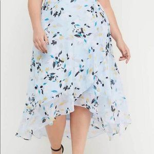 Lane Bryant 26/28 floral high low faux wrap skirt